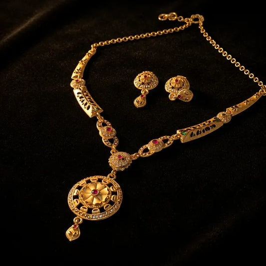 Gold Mandala Necklace Set