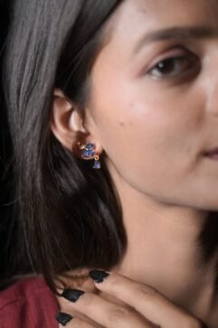 Blue Floral Stud Earrings